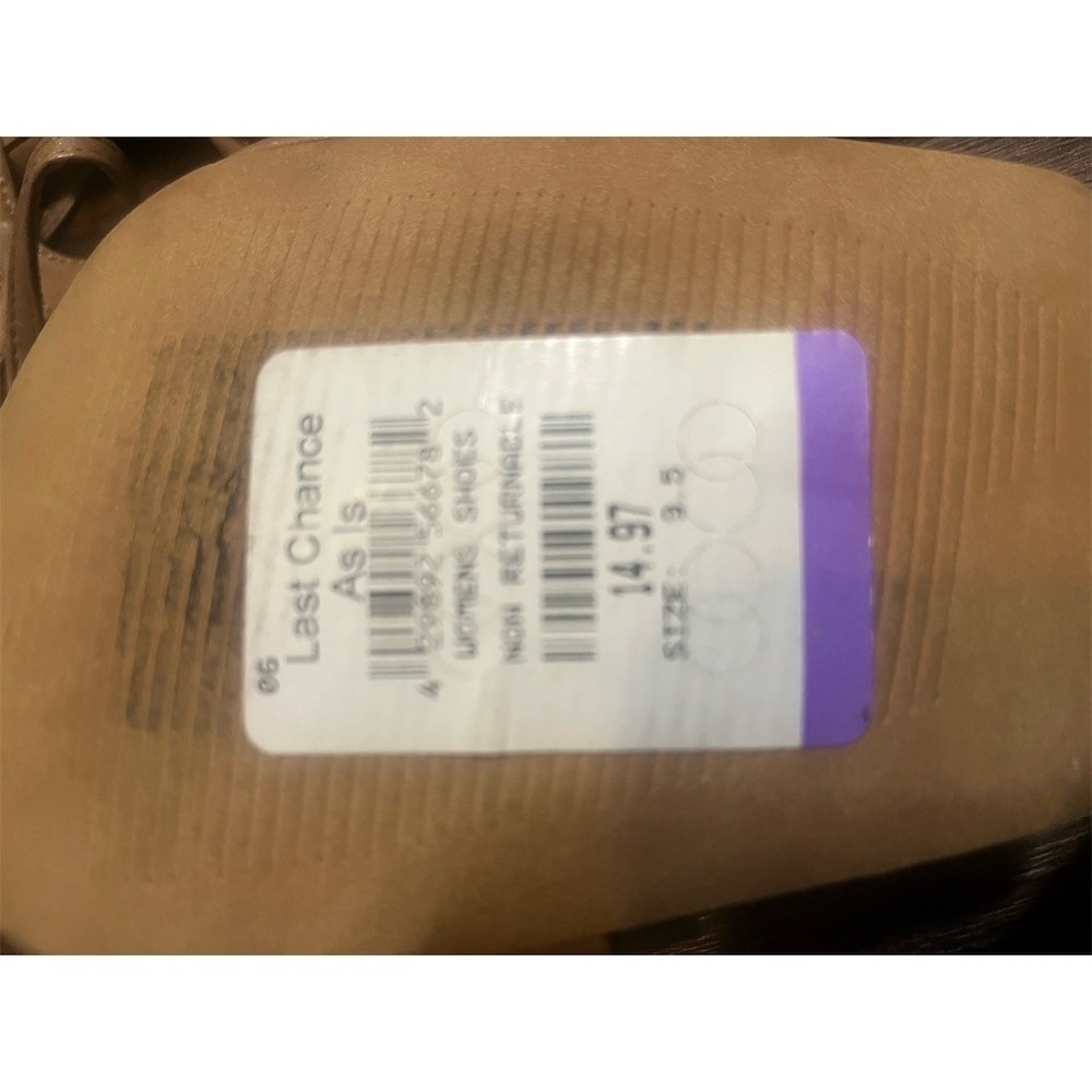 Open Edit Mule Sandals Womens 9.5 Beige Quilted Square Toe Block Heel Tie - Picture 4 of 4